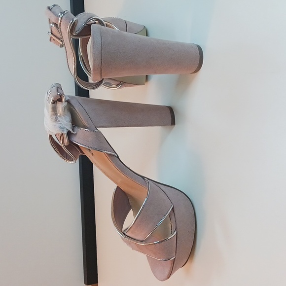 Blush Pink Maddelena Ankle Strap Block High Heels - Picture 5 of 5